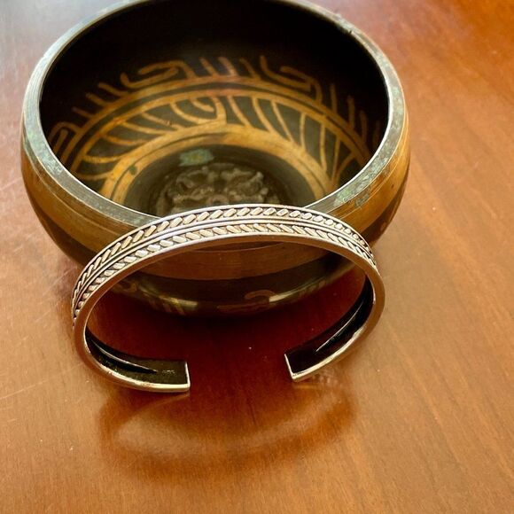 Braided Stamped Silver Tone Cuff Bracelet for Men or Women (thicker style) #502 - Picture 6 of 9